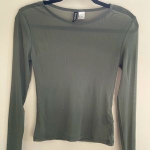 Sheer Army Green Long Sleeve